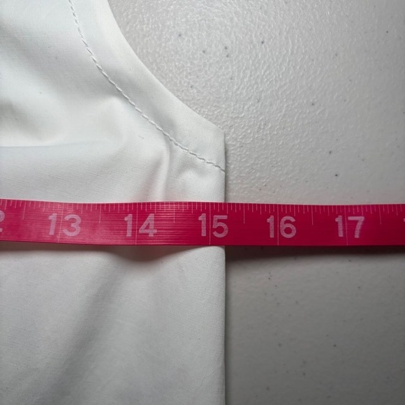 Banana Republic NWOT White Sleeveless Dress‎ 4 Pleated Neck Cotton Pockets - Picture 6 of 10